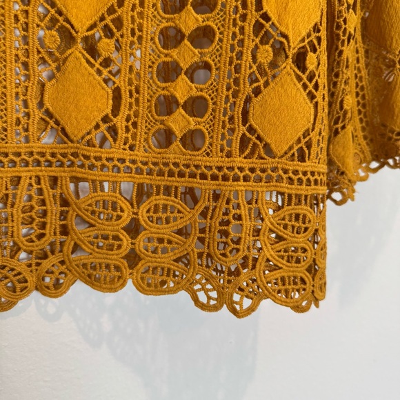 Ellison Mustard Lace Bell Sleeve Blouse - Picture 7 of 9